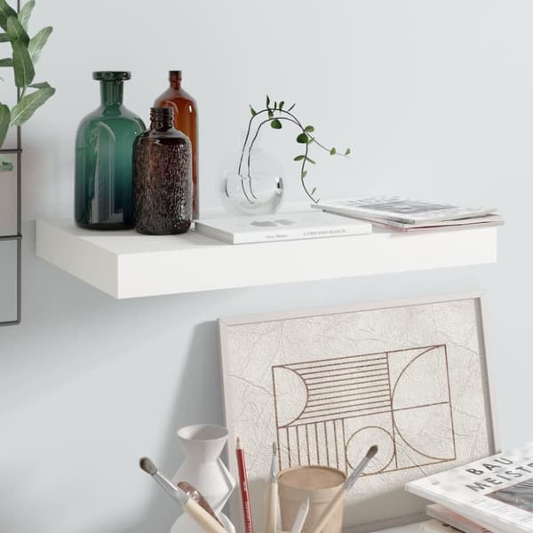 Svävande vägghylla vit högglans 40x23x3,8 cm MDF