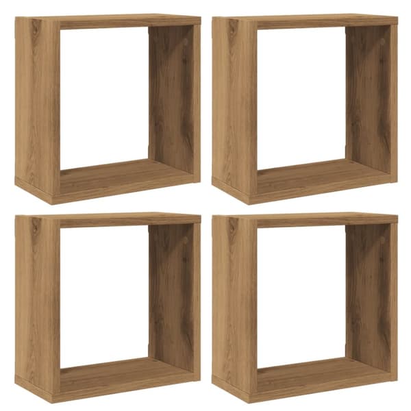 Vägghylla kubformad 4 st artisan ek 30x15x30 cm konstruerat trä