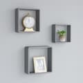 Miniatyrbild 1 av 2: Vägghyllor kub 3 st grå MDF