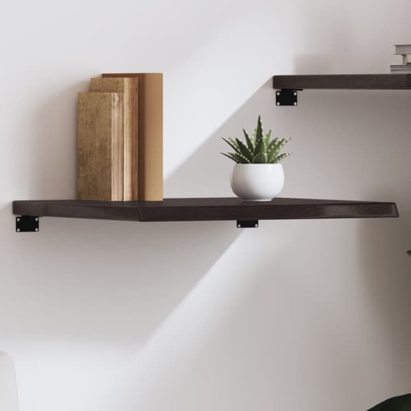 Vägghylla mörkbrun 60x60x(2-4) cm behandlad massiv ek