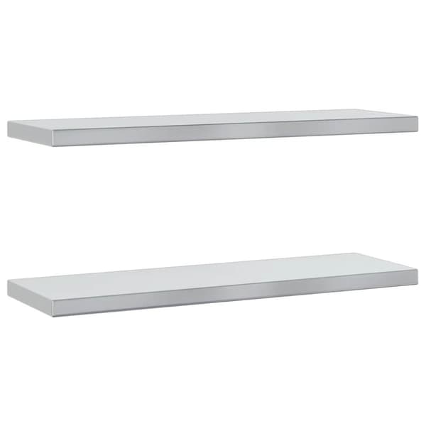 Vägghyllor 2 st 75x23,5x3 cm silver rostfritt stål