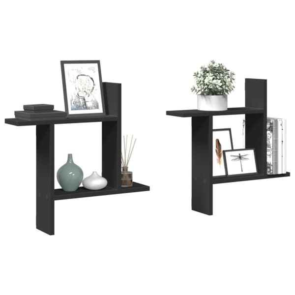 Vägghyllor 2 st svart 50x12x50 cm konstruerat trä