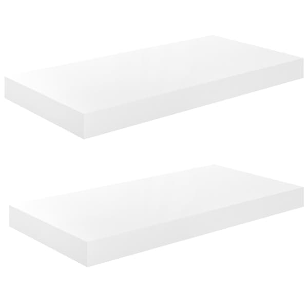 Svävande vägghyllor 2 st vit högglans 50x23x3,8 cm MDF