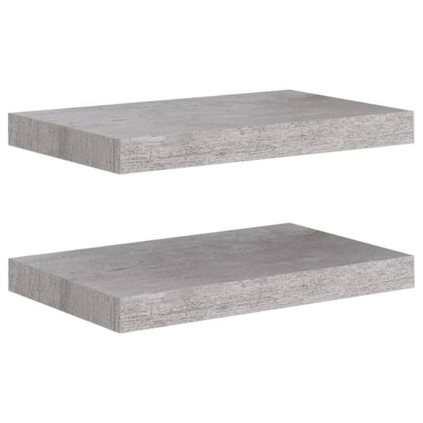 Svävande vägghyllor 2 st betonggrå 40x23x3,8 cm MDF