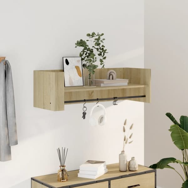 Vägghylla sonoma-ek 100x35x30,5 cm konstruerat trä
