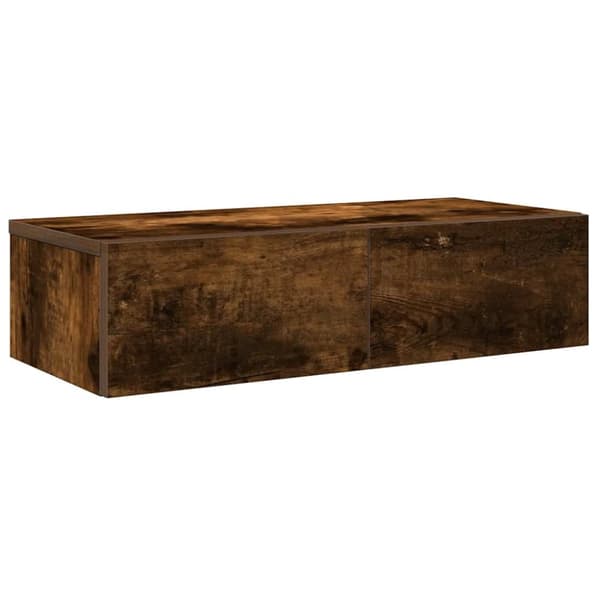 Vägghylla med lådor rökfärgad ek 60x26,5x15 cm konstruerat trä