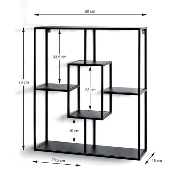 Designer Vägghylla "tybia" 70cm Svart - Paris Prix