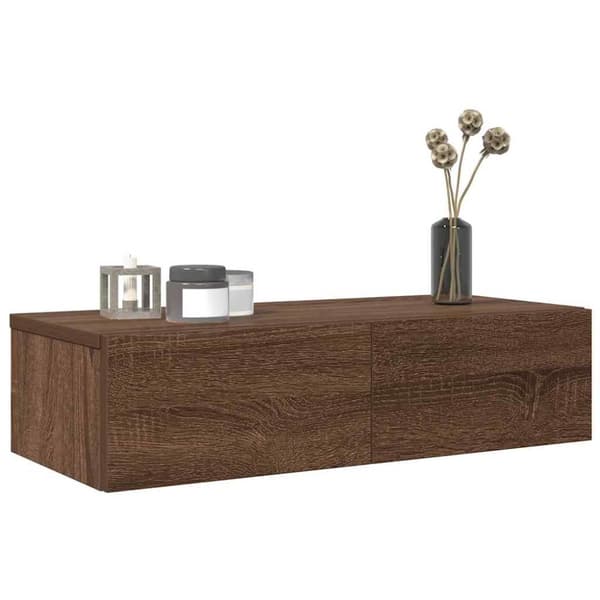 Seinähylly laatikoilla Ruskea tammi 60x26,5x15 cm