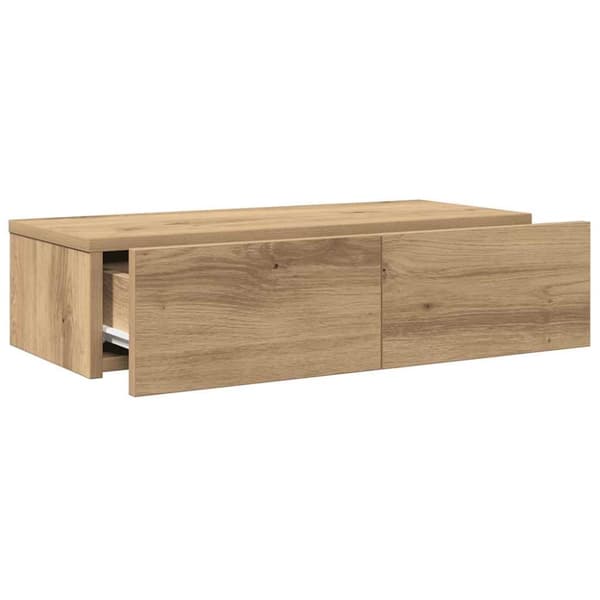 Vägghylla med lådor ek 60x26,5x15 cm konstruerat trä