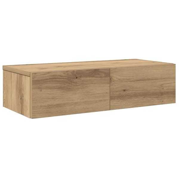Vägghylla med lådor ek 60x26,5x15 cm konstruerat trä