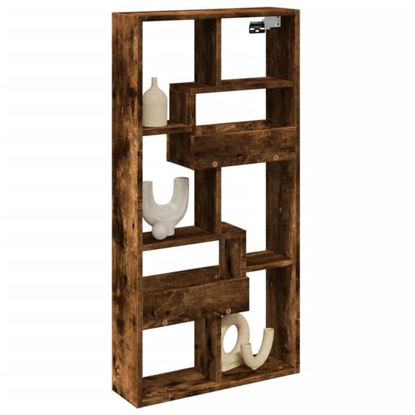 Väggskåp rökfärgad ek 50x15x100 cm konstruerat trä