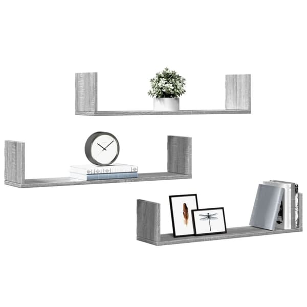 Seinähyllyt 3 kpl harmaa Sonoma 80x18x18 cm tekninen puu