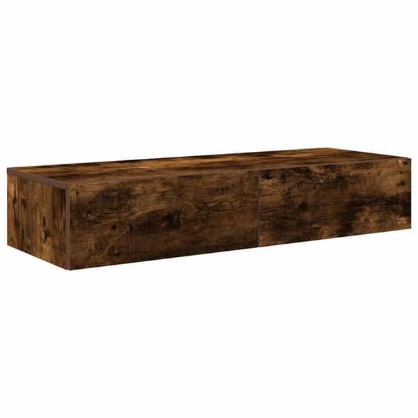 Seinähylly laatikoilla Savustettu tammi 100x36x19 cm