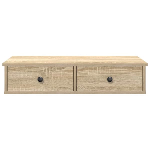 væghylde med skuffer 80x34x17 cm konstrueret træ sonoma-eg