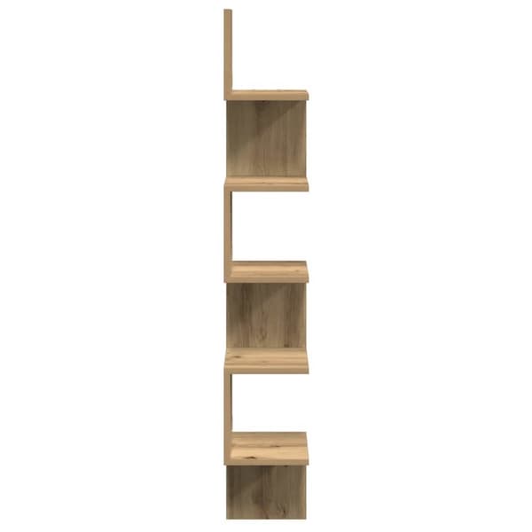 væghængt hjørnehylde 20x20x127,5 cm konstrueret træ kunsteg