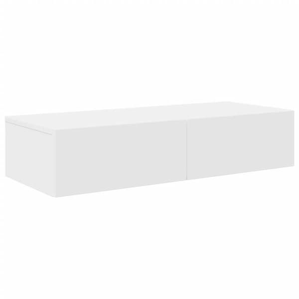 væghylde med skuffer 80x33x17 cm konstrueret træ hvid