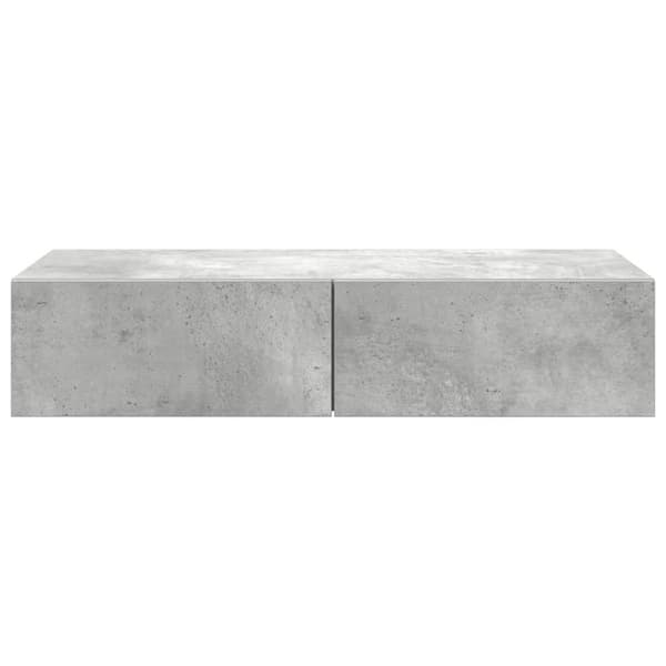 væghylde med skuffer 80x33x17 cm konstrueret træ betongrå