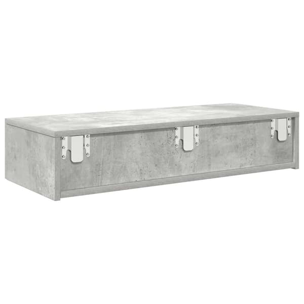 væghylde med skuffer 80x33x17 cm konstrueret træ betongrå