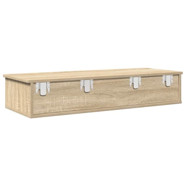 Vägghylla med lådor sonoma-ek 100x37,5x19 cm konstruerat trä