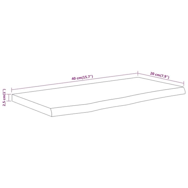 Vägghylla 40x20x2,5 cm rektangulär massiv akacia ojämn kant