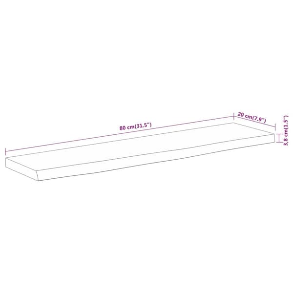 Seinähylly 80x20x3,8 cm suorakaide täysi akasiapuu elävä reuna