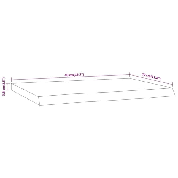 væghylde 40x20x3,8 cm rektangulær massivt akacietræ