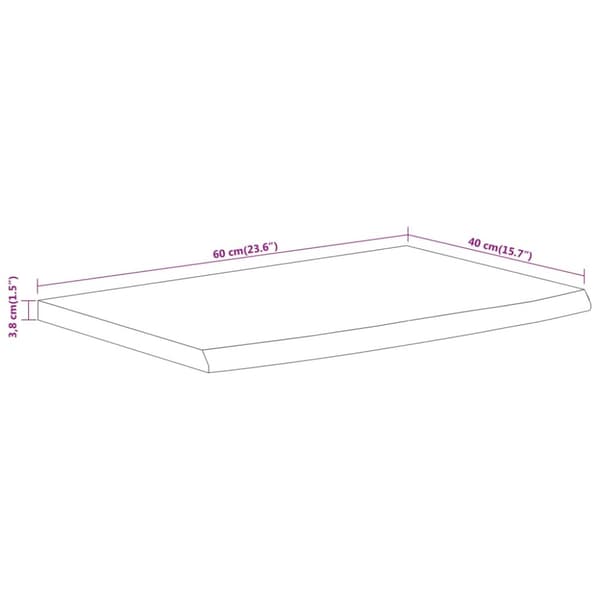 væghylde 60x40x3,8 cm rektangulær massivt akacietræ