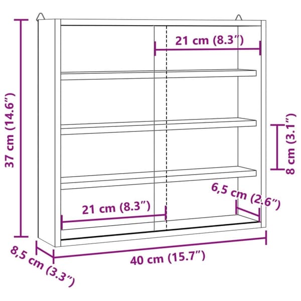 displayskab med låger 40x8,5x37 cm