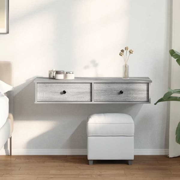 Seinähylly laatikoilla Sonoma Grey Oak 100x37,5x19 cm