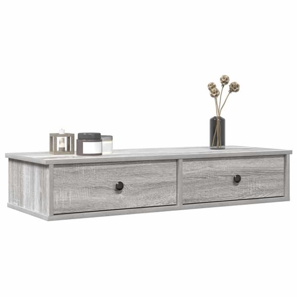 Seinähylly laatikoilla Sonoma Grey Oak 100x37,5x19 cm