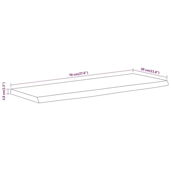 Vägghylla 70x30x3,8 cm rektangulär massiv akacia ojämn kant