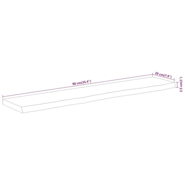 Seinähylly 90x20x2,5 cm suorakaide täysi akasiapuu elävä reuna