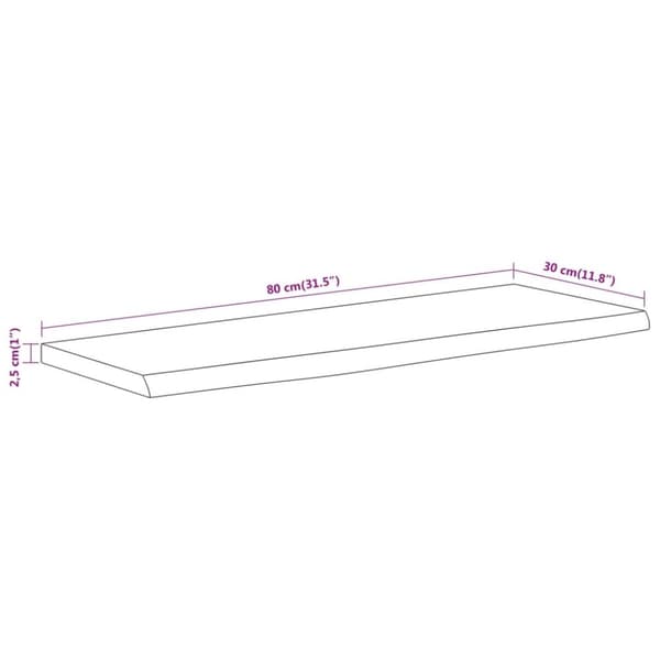 Vägghylla 80x30x2,5 cm rektangulär massiv akacia ojämn kant