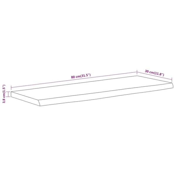 Vägghylla 80x30x3,8 cm rektangulär massiv akacia ojämn kant