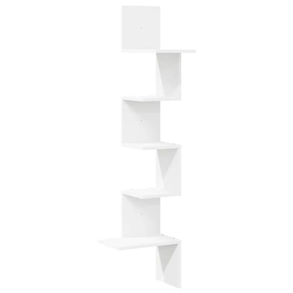 vidaXL Veggmontert hjørnehylle hvit 32x32x127,5 cm konstruert tre