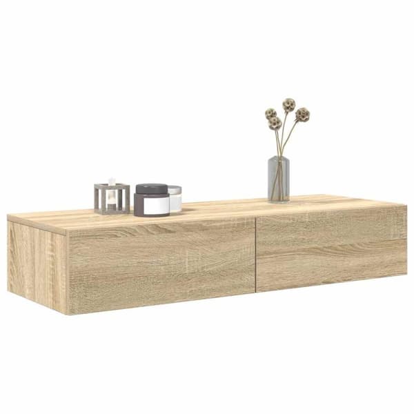 vidaXL væghylde med skuffer 100x36x19 cm konstrueret træ sonoma-eg