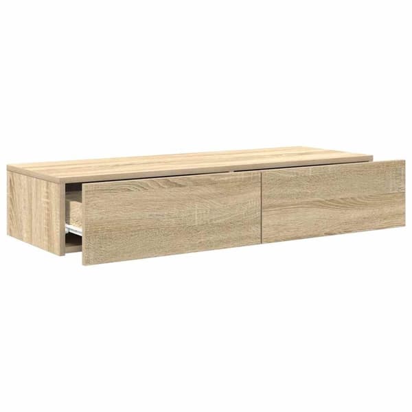 vidaXL væghylde med skuffer 100x36x19 cm konstrueret træ sonoma-eg