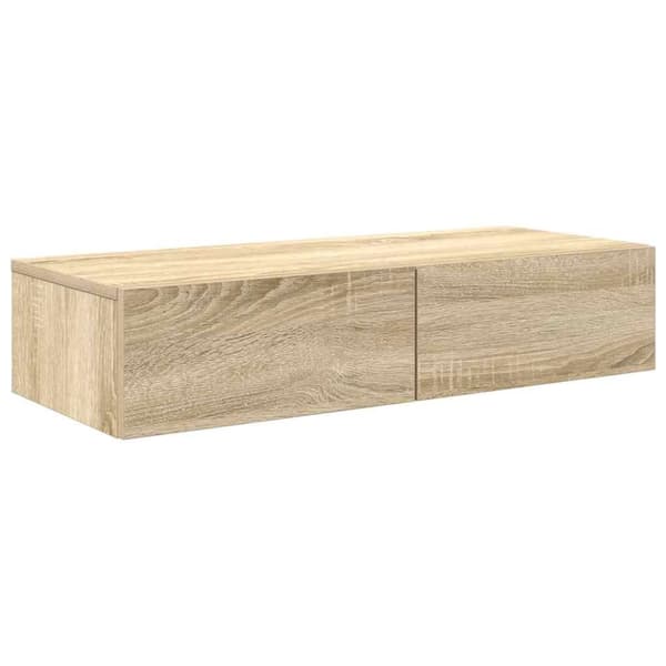 vidaXL væghylde med skuffer 80x33x17 cm konstrueret træ sonoma-eg