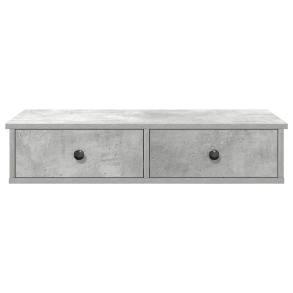 vidaXL væghylde med skuffer 80x34x17 cm konstrueret træ betongrå