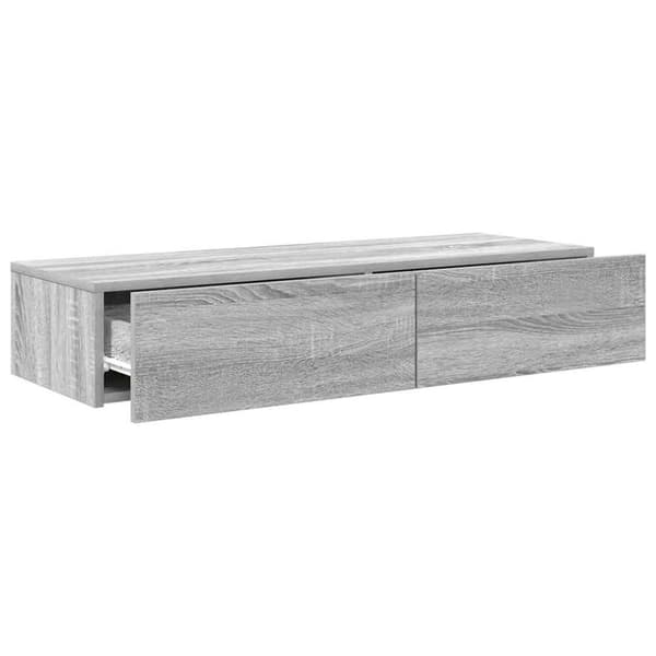 vidaXL Vägghylla med lådor grå sonoma 100x36x19 cm konstruerat trä