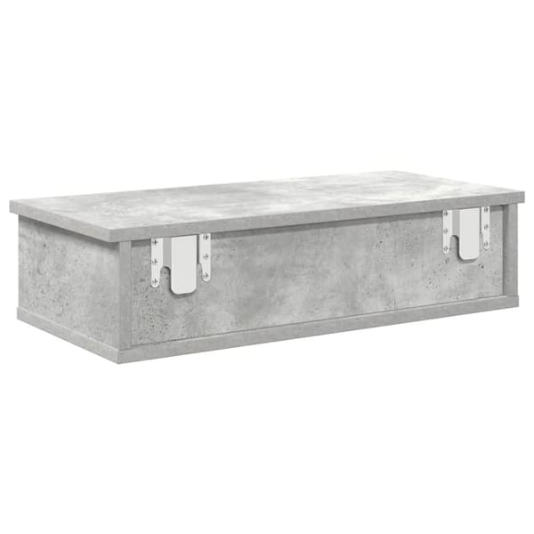 vidaXL væghylde med skuffer 60x28x15 cm konstrueret træ betongrå