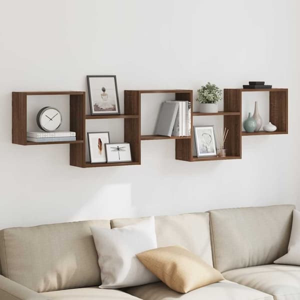 vidaXL Wall Cube Hylly 5 lokeroa Brown Oak Engineered Wood
