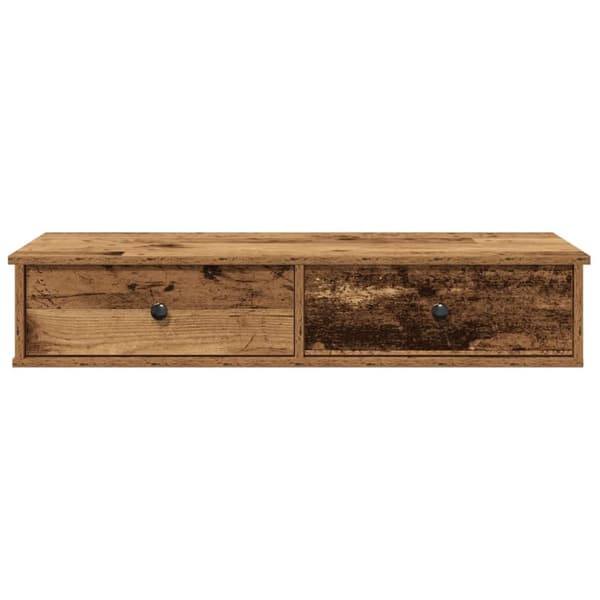 vidaXL væghylde med skuffer 100x37,5x19 cm konstrueret træ antikt træ