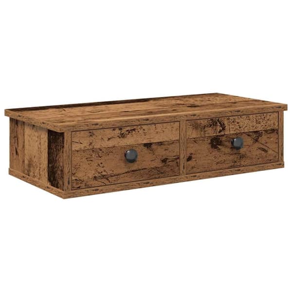 vidaXL Vegghylle med skuffer gammelt tre 60x25x15 cm konstruert tre