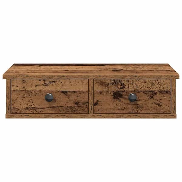 vidaXL Vegghylle med skuffer gammelt tre 60x25x15 cm konstruert tre