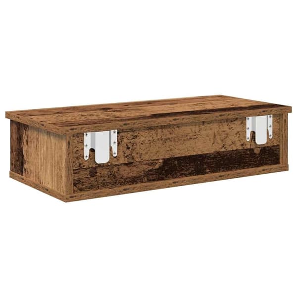 vidaXL Vegghylle med skuffer gammelt tre 60x25x15 cm konstruert tre