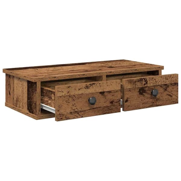vidaXL Vegghylle med skuffer gammelt tre 60x25x15 cm konstruert tre