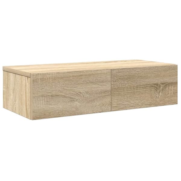 vidaXL væghylde med skuffer 60x26,5x15 cm konstrueret træ sonoma-eg