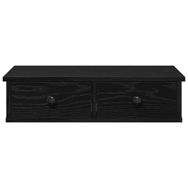 vidaXL væghylde med skuffer 60x28x15 cm konstrueret træ sort