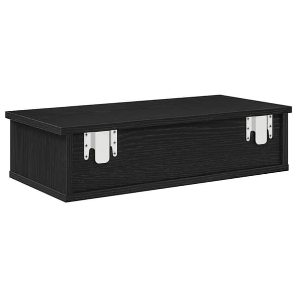 vidaXL væghylde med skuffer 60x28x15 cm konstrueret træ sort